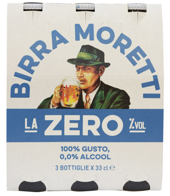 Bier Moretti Zero 8x3x33cl,OHNE ALKOHOL